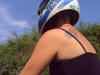 Photo of Bec taken by me from in her sidecar in the Cheshire Countryside